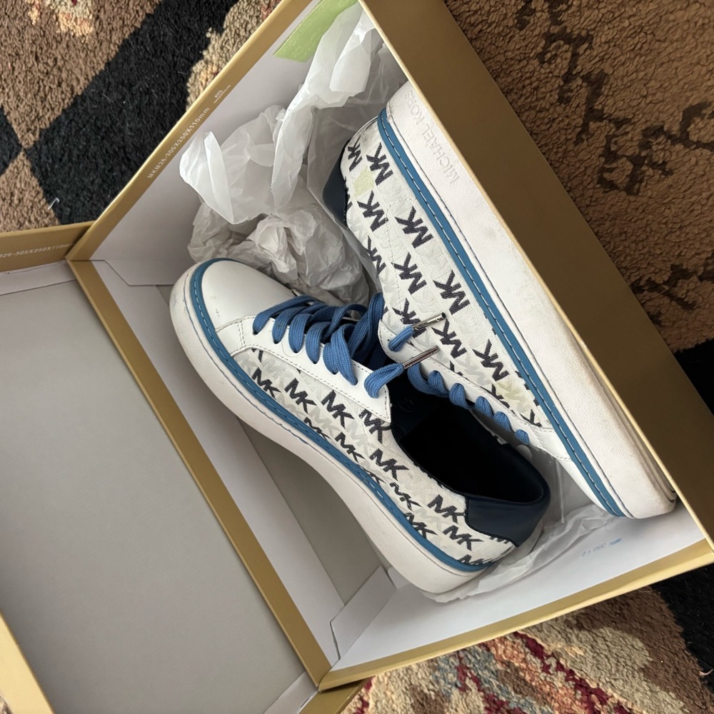 Michael Kors Blue and White Logo Sneakers